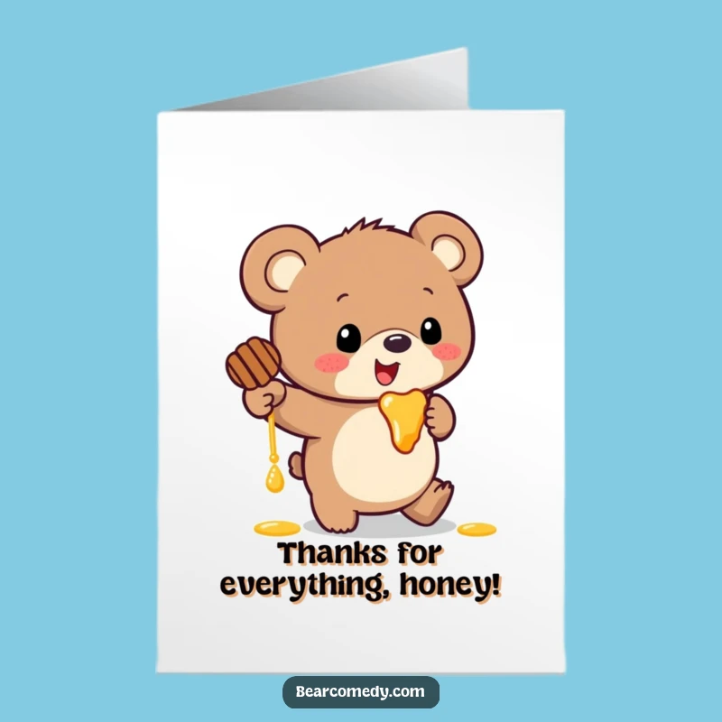Free Printable Thank You Bear Card: Honey Trip for Sweet Gratitude