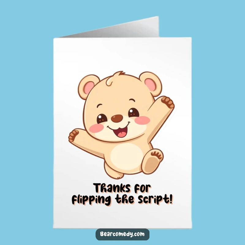 Free Printable Somersault Bear Thank You Card - Funny Downloadable Gift for Gratitude