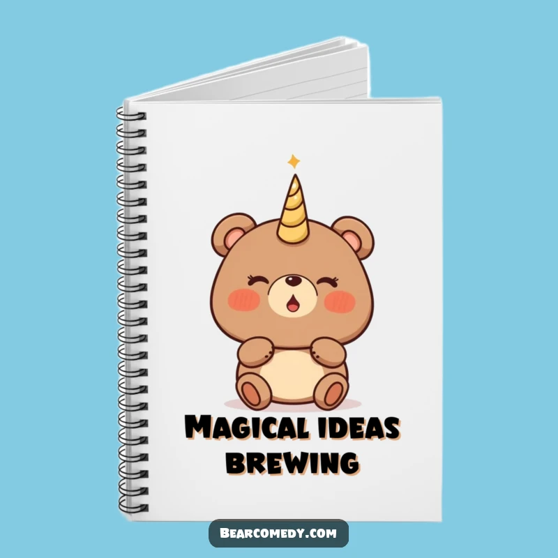 Funny Bear Magical Horn Notebook - Journal Your Enchanted Thoughts