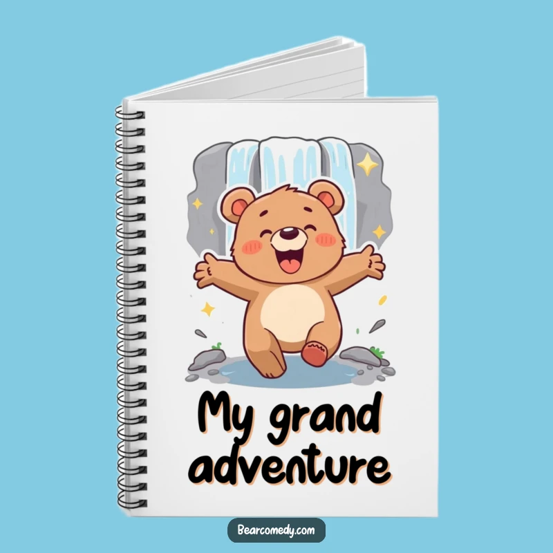 Funny Energetic Bear Waterfall Notebook - Jot Down Adventure Plans