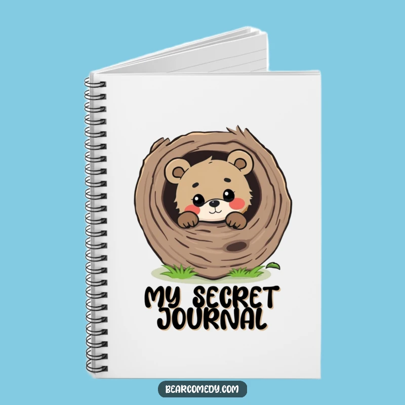 Funny Curious Bear Peeking Notebook - Jot Down Gentle Thoughts