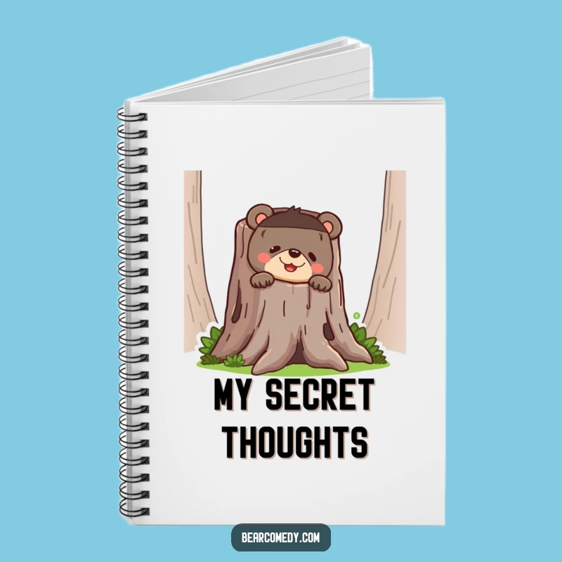 Funny Bear Peeking Notebook - Hilarious Woodland Journal Gift