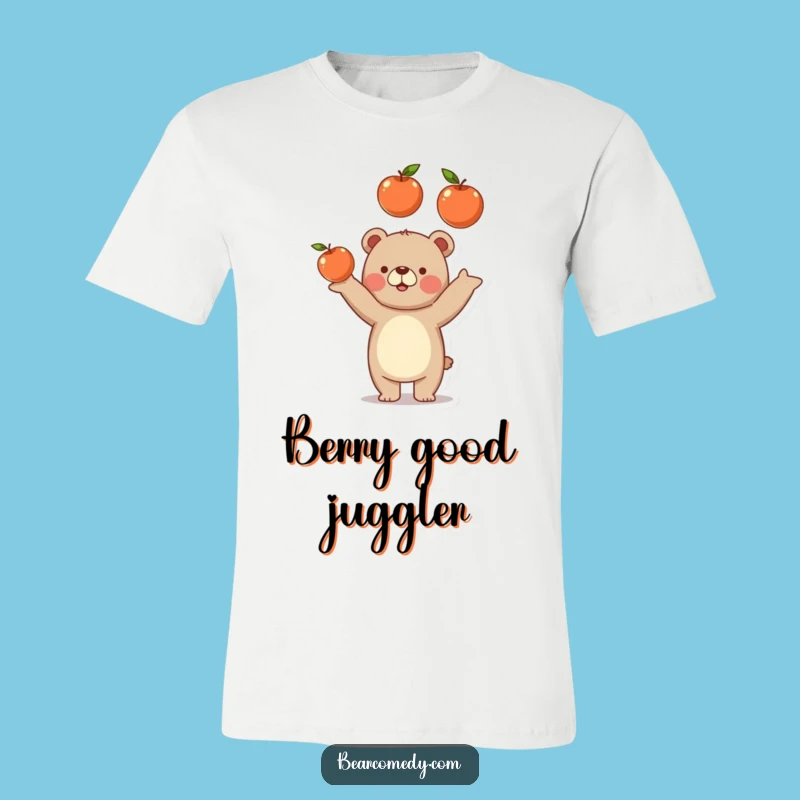 Funny Bear Juggling Apples T-Shirt - Comical Fruit Fiend Tee Gift