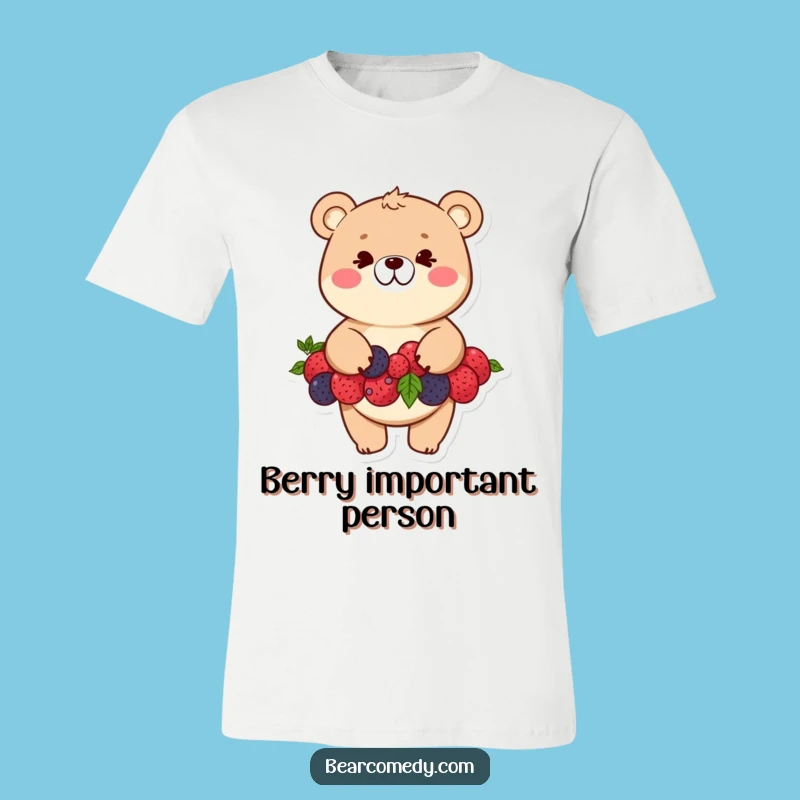 Funny Bear Berry Balancing T-Shirt - Comical Woodland Creature Tee
