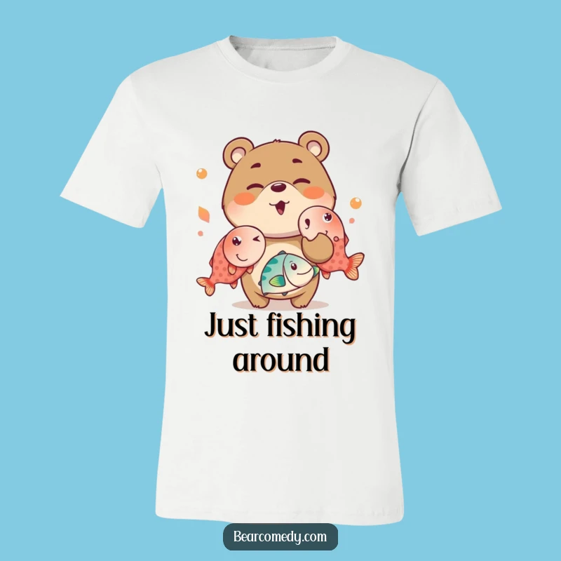 Funny Juggling Bear T-Shirt: Mischievous Bear, Fishy Fun, Great Gift