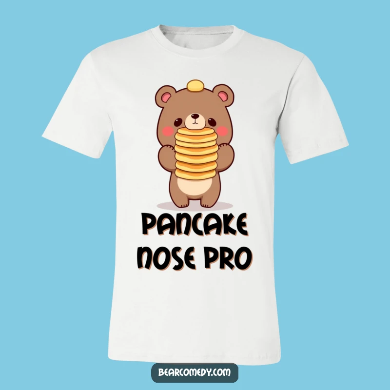 Funny Bear Balancing Pancakes T-Shirt - Wear Your Breakfast Comedy