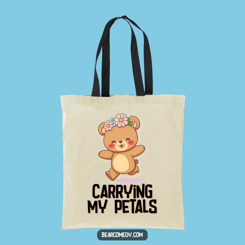 Funny Bear Galloping Flower Tote Bag - Carry Your Happy Vibes