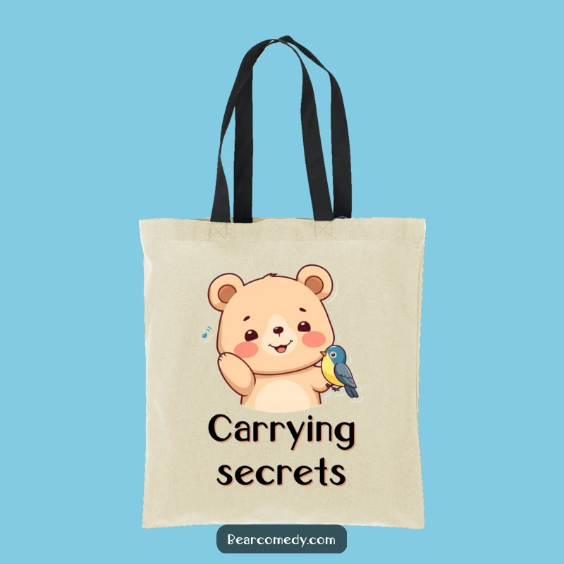 Funny Bear Listening Tote Bag: Sweet Animal Carryall for the Perfect Funny Gift!