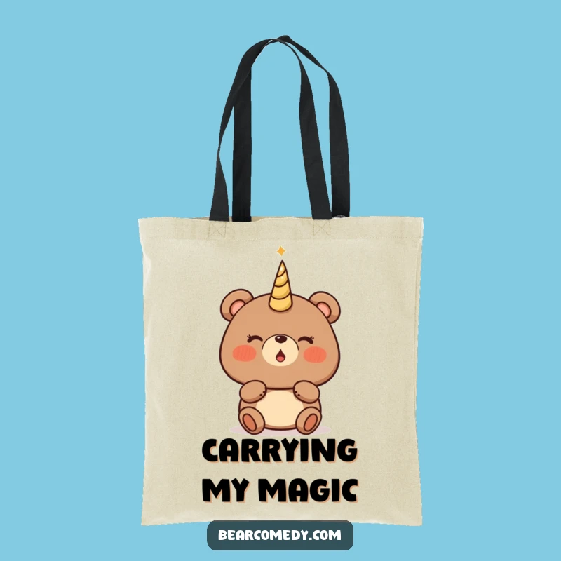 Funny Bear Magical Horn Tote Bag - Carry Your Enchantment