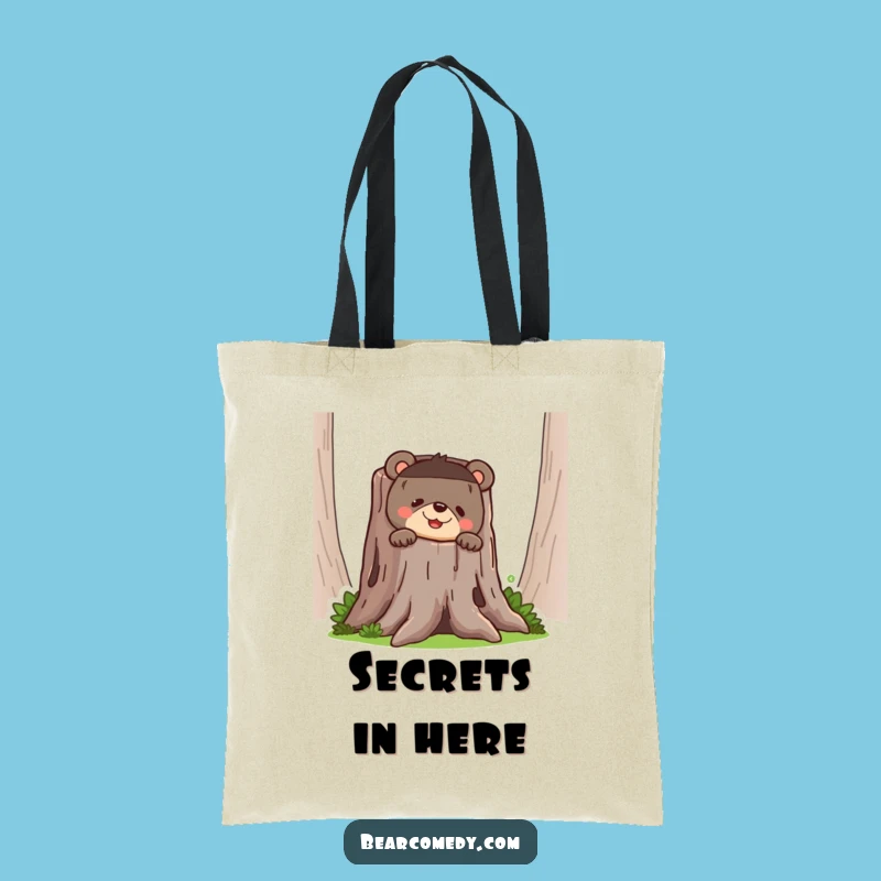 Funny Bear Peeking Tote Bag - Humorous Woodland Carryall Gift