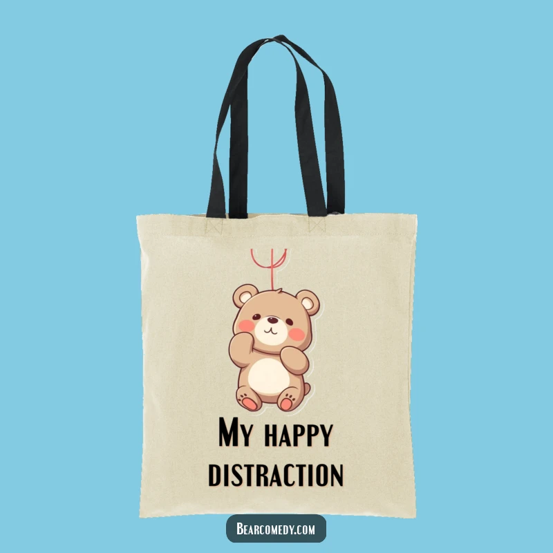 Funny Bear String Batting Tote Bag - Playful Accessory for Errands