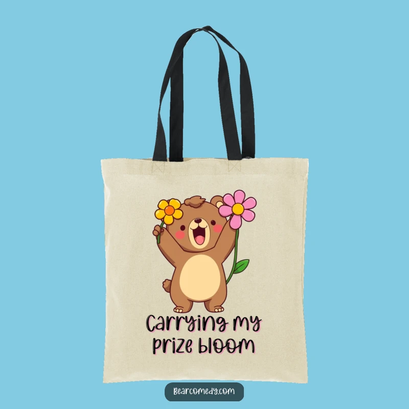 Funny Bear Tote Bag - Proud Roar Design, Flower Holder Carry-All