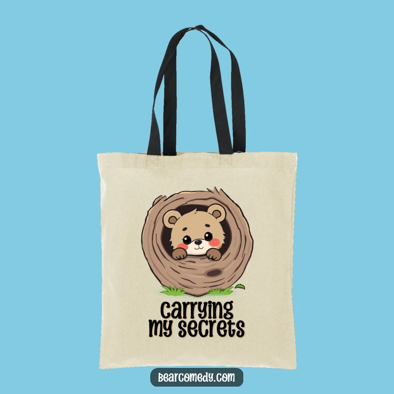 Funny Curious Bear Peeking Tote Bag - Carry Gentle Charm